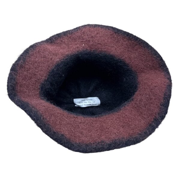 Handmade Susan Salomon Black & Rust Wool Felt Cloche Hat - Picture 7 of 8